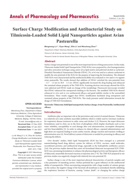 Surface Charge Modification and Antibacterial Study on Tilmicosin-Loaded Solid Lipid Nanoparticles Against Avian Pasteurella