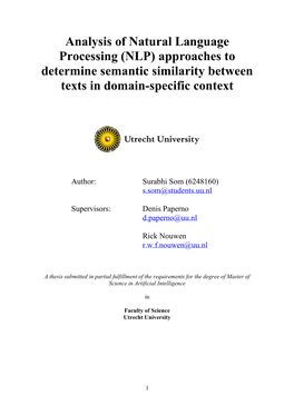 (NLP) Approaches to Determine Semantic Similarity Between Texts in Domain-Specific Context