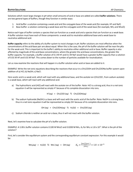 BUFFER SOLUTIONS AP Chemistry