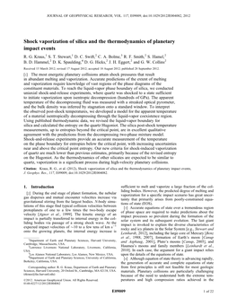 Shock Vaporization of Silica and the Thermodynamics of Planetary Impact Events R