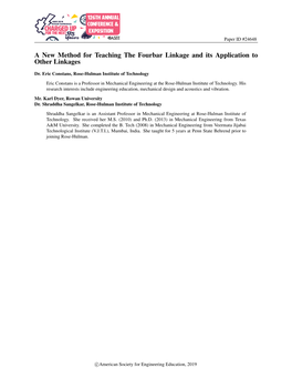 A New Method for Teaching the Fourbar Linkage and Its Application to Other Linkages