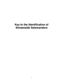 Streamside Salamander Identification Guide