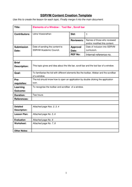 SSRVM Content Creation Template Use This to Create the Lesson for Each Topic