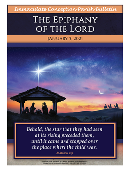 Immaculate Conception Parish Bulletin the Epiphany of the Lord January 3, 2021 2