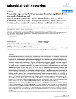 Metabolic Engineering for Improving Anthranilate Synthesis from Glucose