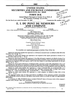 E. I. Dupont De Nemours and Company, Form 10-K for Fiscal Year Ending December 31, 2005