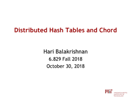 Distributed Hash Tables and Chord