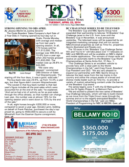 OBS APRIL SALE SESSION TOTALS 2014 2013 Catalogued 302 300 No