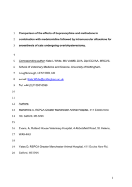 1 Comparison of the Effects of Buprenorphine and Methadone in 1