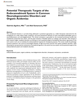 Potential Therapeutic Targets of the Endocannabinoid System