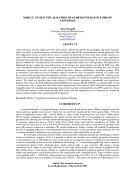 Mobile Device Visualization of Cloud Generated Terrain Viewsheds Abstract Introduction