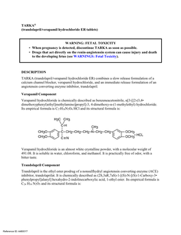 TARKA® (Trandolapril/Verapamil Hydrochloride ER Tablets) WARNING