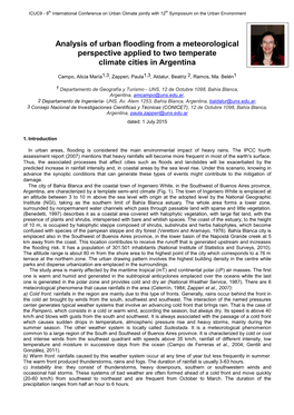 Analysis of Urban Flooding from a Meteorological Perspective Applied to Two Temperate Climate Cities in Argentina