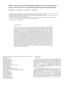 Effects of Microcystin-LR and Cylindrospermopsin on Plant-Soil