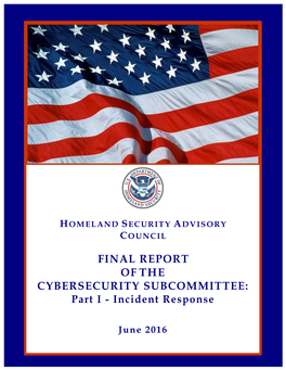 Final Report of the Cybersecurity Subcommittee