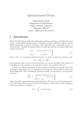 Optimal Control Theory