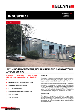 Unit 1C North Crescent, North Crescent, Canning Town, London E16 4Tg