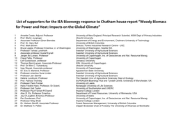 List of Supporters for the IEA Bioenergy Response to Chatham House Report “Woody Biomass for Power and Heat: Impacts on the Global Climate”