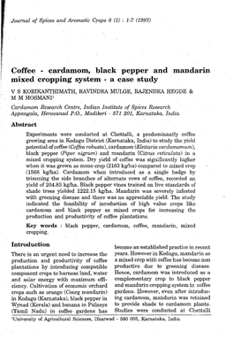 1 Coffee - Cardamom, Black Pepper and Mandarin Mixed Cropping System - a Case Study