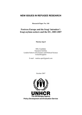 Iraqi Asylum-Seekers and the EU, 2003-2007