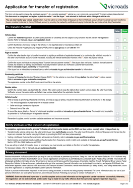 Application for Transfer of Registration