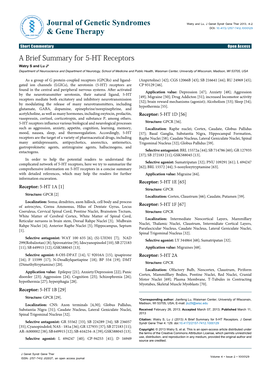 A Brief Summary for 5-HT Receptors