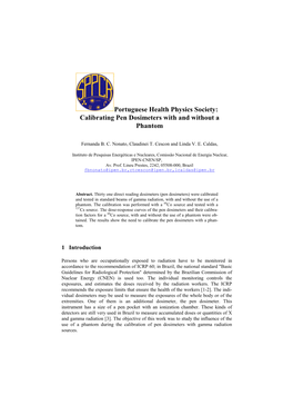 Portuguese Health Physics Society: Calibrating Pen Dosimeters with and Without a Phantom