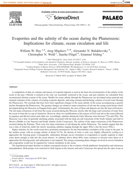 Evaporites and the Salinity of the Ocean During the Phanerozoic: Implications for Climate, Ocean Circulation and Life