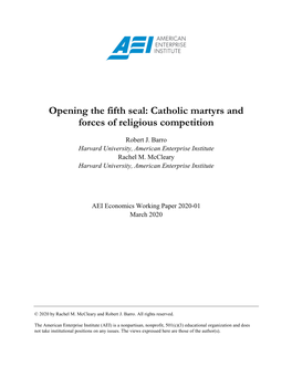 Opening the Fifth Seal: Catholic Martyrs and Forces of Religious Competition