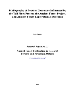 Bibliography of Popular Literature Influenced by the Tall Pines Project, the Ancient Forest Project, and Ancient Forest Exploration & Research