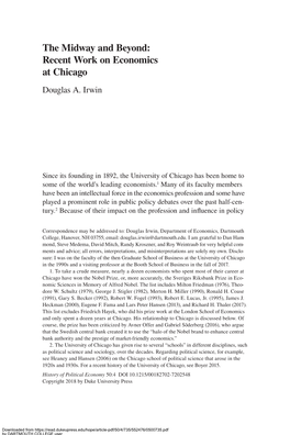 The Midway and Beyond: Recent Work on Economics at Chicago Douglas A