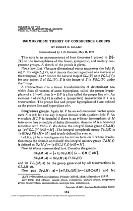 ISOMORPHISM THEORY of CONGRUENCE GROUPS This