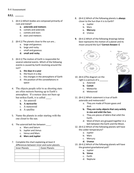 8-4 Asssessment 4. the Objects People Refer to As Shooting Stars Are Often Meteors Burning up in Earth's Atmosphere. If A