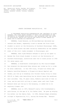 *SS01/R763.1* MISSISSIPPI LEGISLATURE REGULAR SESSION 2006 By: Senator(S) Horhn, Harden, Williamson, Dawkins, Jordan, Thomas, Bu