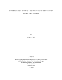 Inventing Chinese Modernism: the Art and Design of Pang Xunqin