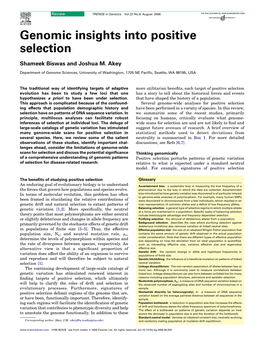 Genomic Insights Into Positive Selection