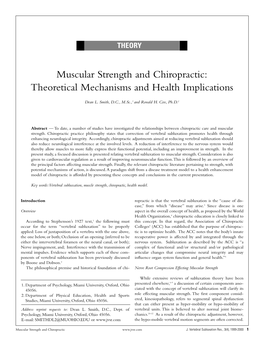 Muscular Strength and Chiropractic: Theoretical Mechanisms and Health Implications