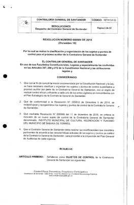 RETH-54-01 RESOLUCIONES Despacho Del Contralor General De