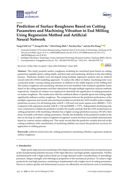 Prediction of Surface Roughness Based on Cutting Parameters and Machining Vibration in End Milling Using Regression Method and Artiﬁcial Neural Network