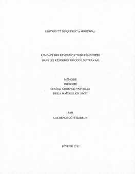 L'impact Des Revendications Féministes Dans Les Réformes Du Code Du Travail
