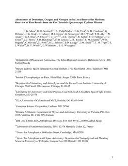 1 Abundances of Deuterium, Oxygen, and Nitrogen in the Local