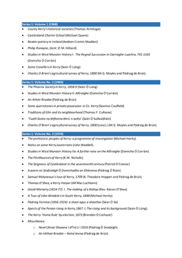 Series 1: Volume 1 (1968) • County Kerry's Historical Societies(Thomas