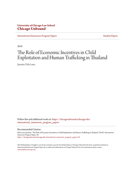 The Role of Economic Incentives in Child Exploitation and Human Trafficking in Thailand Jasmine Dela Luna