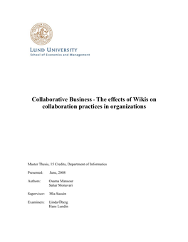 The Effects of Wikis on Collaboration Practices in Organizations
