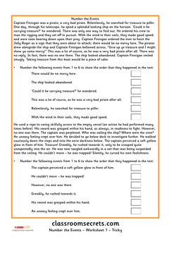 KS2 Reading Number the Events