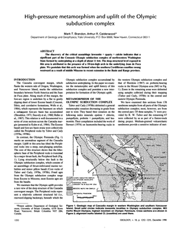 High-Pressure Metamorphism and Uplift of the Olympic Subduction Complex