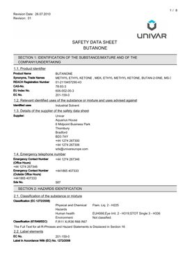 Safety Data Sheet Butanone