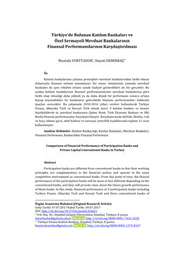 Türkiye'de Bulunan Katılım Bankaları Ve Özel Sermayeli Mevduat