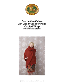 Free Knitting Pattern Lion Brand®Vanna's Choice