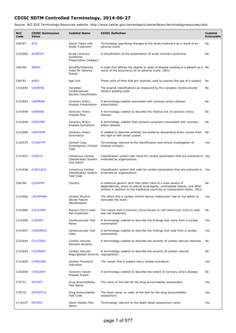 CDISC SDTM Controlled Terminology, 2014-06-27